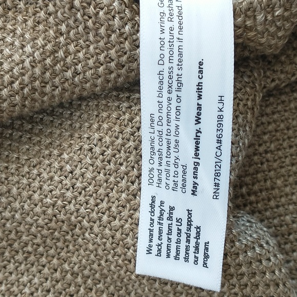 NWT Eileen Fisher Khaki V-Neck Organic Linen Top Petite Small - Picture 4 of 6